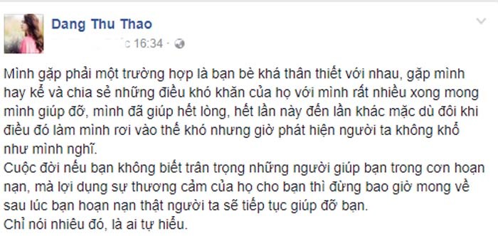 Hoa hau Dang Thu Thao buc xuc vi bi ban than loi dung-Hinh-2